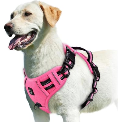 Verstelbaar Zacht Gevoerd Anti-trek Hondentuig Makkelijk Bedienbare Handgreep Huisdier Vest Comfortabel Trainingsmateriaal Voor Honden (pink,M)