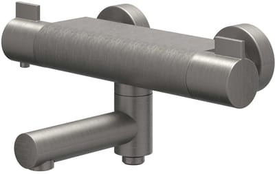 IVY Pact Badthermostaatkraan opbouw met wegdraaibare baduitloop met omstel cooltouch Geborsteld metal black PVD