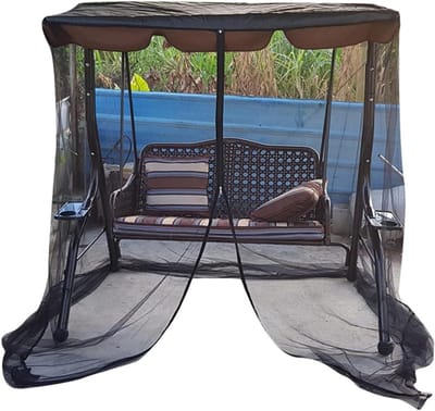 Schommelbank Klamboe - Muggennet Schommel - Buiten Ontspannen - Waterdicht en UV-beschermend - 125 x 155 x 205 cm - Zwart