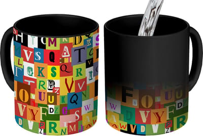 Magische Mok - Foto op Warmte Mokken - Koffiemok - Alfabet - Letter - Patroon - Magic Mok - Beker - 350 ML - Theemok