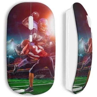 Souris sans fil - MANIACASE - Football Américain - Clé USB WiFi incluse - Compatible Mac et PC - Blanc