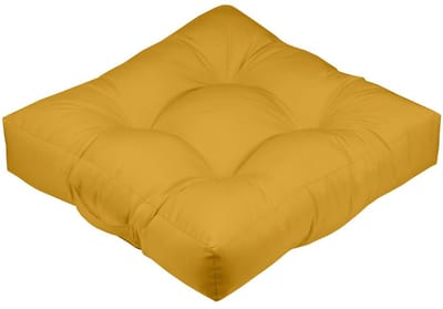 Stof Textile Vloerkussen XXL - okergeel - polyester - 60 x 60 x 12 cm - vierkant - Extra dik - extra zitplaatsen - spelen - gamen - relaxen