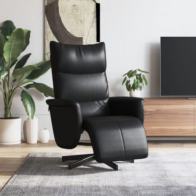 vidaXL - Fauteuil - verstelbaar - met - voetensteun - kunstleer - zwart