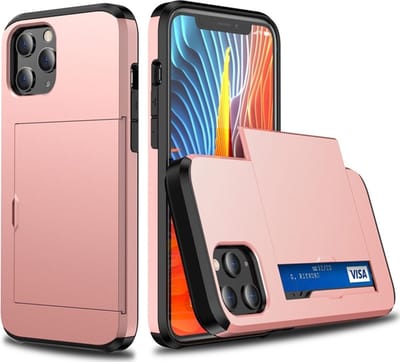 Mobiq pashouder hoesje geschikt voor iPhone 13 Mini | vakje voor pasjes rosé gold