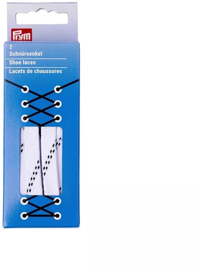 Prym waterafstotende schoenveters 100cm x 10mm - Witte schoenveters met zwarte streepjes - Water-repellent veters 100% polyester