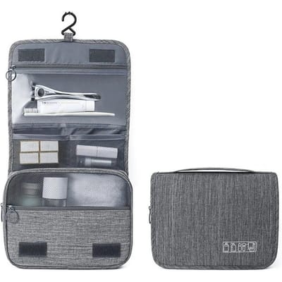 Draagbare haak waszak waterdichte mannelijke en vrouwelijke badkamer make-up opbergtas grote capaciteit reis make-up koffer grijs