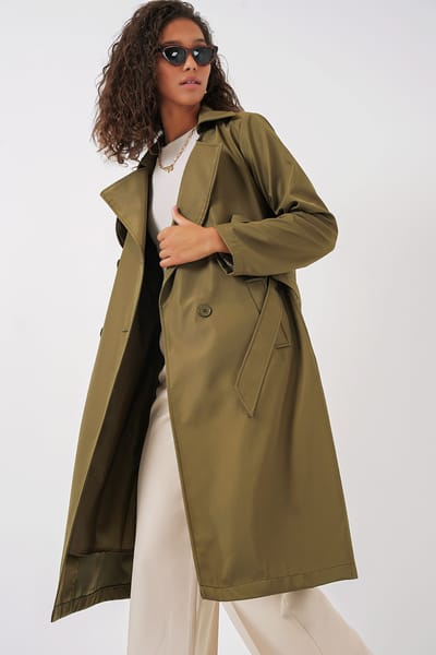 Dubbelbreasted Lange Trenchcoat