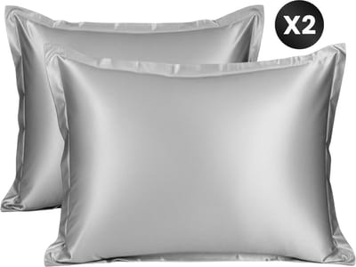 DIVERZA Satijnen Kussenslopen - Set van 2 kussenslopen - Glanzend en Zachte Satijnen Stof - 60x70cm - Zilver