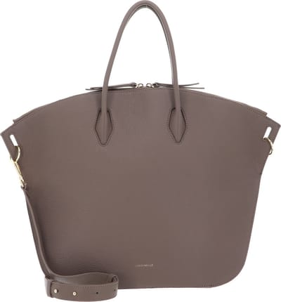 COCCINELLE Leren Handtas Schoudertas Flare Handbag Grained Leather Warm Taupe