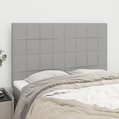 vidaXL - Hoofdbord - lichtgrijs - 144x5x118/128 - cm - stof