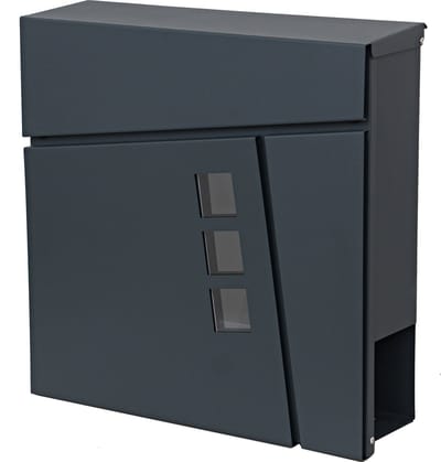 Brievenbus MCW-B29, brievenbus voor wandmontage Brievenbus Krantenvak, poedercoating ~ antraciet