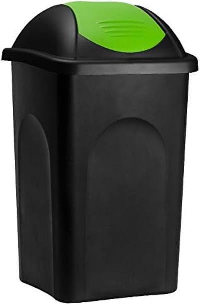 PromoHome Afvalbak Vuilnisbak 60 Liter Met Klapdeksel Zwenkfunctie Kunststof Prullenbak Huis Keuken Afvalcontainer Grote Inhoud Hygiënisch Reinigbaar "Groen"
