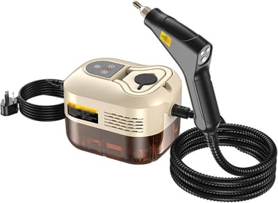 Handstoomreiniger, hogedrukstoomreiniger van 1500 W, uitgerust met 3 opzetborstels, opwarmtijd van 15 seconden, 6 temperatuurstanden, waterreservoir van 1,2 liter, draagbare stoomreiniger voor gebruik in de auto, de keuken en de badkamer