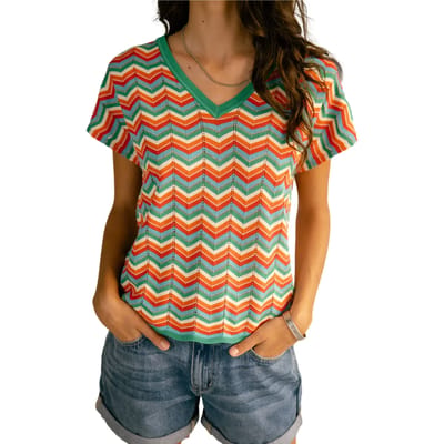 Dames-T-shirt met V-hals Freeman T Porter Tanisse Waves