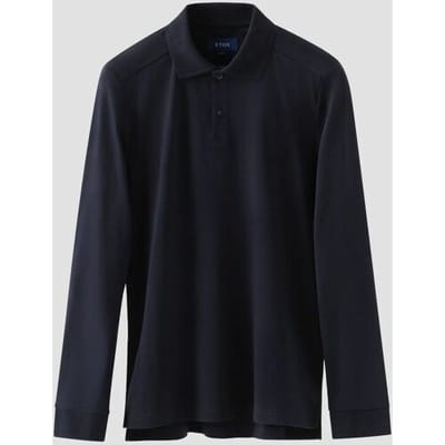 Eton Polo Interlock Long Sleeve Organic Supima Cotton Jersey Navy / male