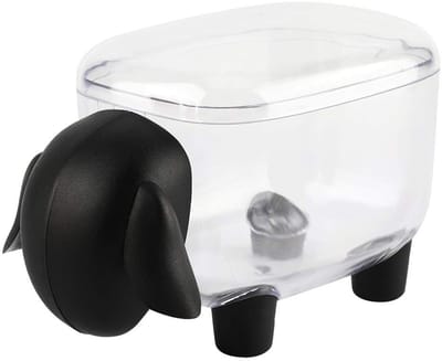 Dailygoods- Wattenstaafjeshouder Schattige Schapenvorm - Multifunctionele Opbergdoos - Transparante Opbergbox - Eenvoudig te Reinigen - Duurzaam Materiaal