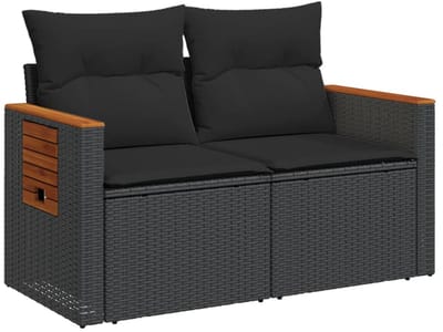 Tuinbank – Tuinbankjes weerbestendig - Tuinbanken - Loungebank - Balkon Set - Buitenbank - Zwart- 2 personen - Staal
