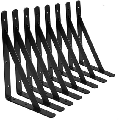 Muursteun Hoekbeugel - 10x Driehoekige Steun 150x95mm Met Schroeven - Staal Constructie - 10 Stuks - Voor Binnen En Buiten - Zwart