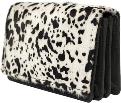 Kleine Leren Portemonnee – Portemonnee Dames Zwart Met Dierenprint – Zwarte RFID Portemonnee