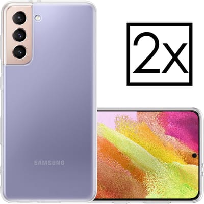 Hoesje - 2 Stuks - Geschikt voor Samsung Galaxy S21 FE - Sterk & Shockproof - Case Siliconen - Back Cover - Telefoon Hoes - Transparant