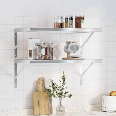 vidaXL - Wandschappen - 2 - st - 75x40 - cm - roestvrijstaal - zilverkleurig