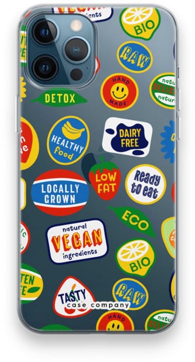 Case Company® - Hoesje geschikt voor iPhone 12 Pro hoesje - Fruitsticker - Soft Cover Telefoonhoesje - Bescherming aan alle Kanten en Schermrand
