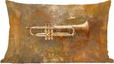 Sierkussens - Kussentjes Woonkamer - 60x40 cm - Trompet - Geel - Muzikaal