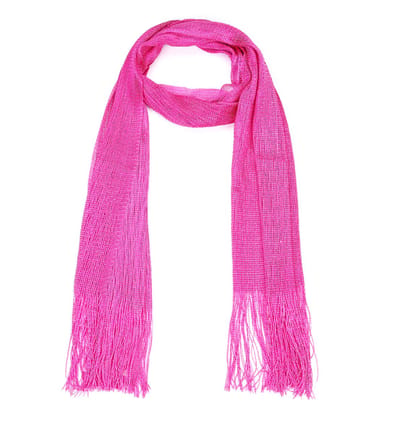 Luxe Lurex Sjaal met Lange Franjes (195x45cm) - Fushia