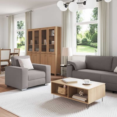 vidaXL Bank 3 pcs Taupe 219 x 80 x 82 cm Linnenmix Stoffen