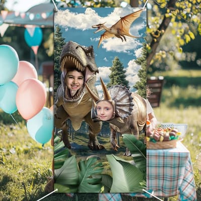 Dinosaurs Foto Achtergrond voor Feestdecoratie, Jurassic Thema, Groot Tissu, Dino Party Props en Fotomomenten