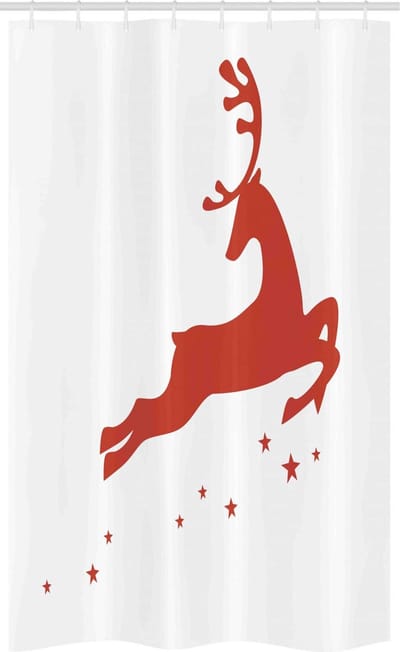 ABAKUHAUS Douchegordijn – 120x180 cm – stof, wit/rood