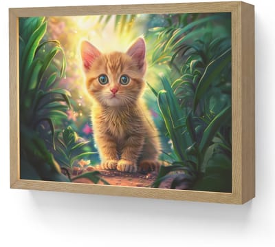 Nachtlampje 40x30 cm - Kinder lamp - Kat - Huisdier - Natuur - Tafellamp kinderkamer draadloos - Slaapkamer lampje - Bedlamp kinderen - Kinderlampje - Wandlamp babykamer - Nachtlampjes