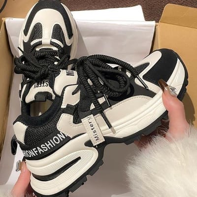 Platform Dad Schoenen Dames Nieuwe Lente en Zomer Super Hot Veelzijdig Kleurafstemming Kleine Casual Sportschoenen 39 zwart