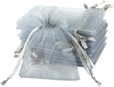 Cosensi- Organza Zakjes 120 Stuks - Cadeautasjes - Sieraden Zakjes - 7 x 9 cm - Grijs - Decoratieve Verpakking - Cadeauzakjes