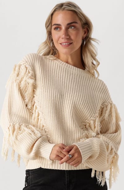 Catwalk Junkie Relaxed Fringed Knit Truien & vesten Dames - Sweater - Hoodie - Vest- Ecru - Maat 36