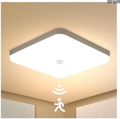 RFWR® LED Plafondlamp met Bewegingssensor 30W Waterdicht IP56 Warm Wit Licht voor Badkamer, Keuken, Garage en Buiten