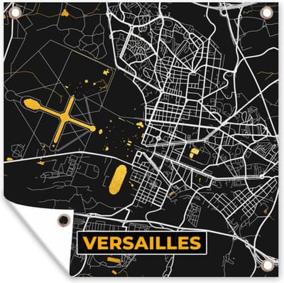 Tuin poster Plattegrond – Versailles – Stadskaart – Kaart – Frankrijk - 200x200 cm - Tuindoek