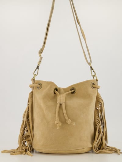 Teatro - Hazel - Crossbodytas - Suede - Leer - Franjes - Zand - Handgemaakt in Italië