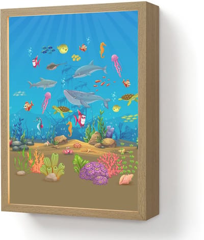 Wandlamp 30x40 cm - Oplaadbaar - Zeedieren - Onderwaterwereld - Oceaan - Onderwater - Wandlampen binnen woonkamer - Slaapkamer lamp - Decoratieve nachtlamp - Vloerlamp draadloos