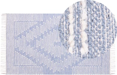 ANSAR - Laagpolig vloerkleed - Gebroken wit - 80 x 150 cm - Katoen