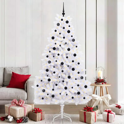 vidaXL - Kunstmatige - Hinged - Kerstboom - Wit - 210 - cm - PVC - en - Staal
