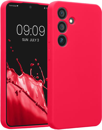 kwmobile telefoonhoesje geschikt voor Samsung Galaxy S24 - TPU backcover met siliconen coating - Smartphone case in neon roze