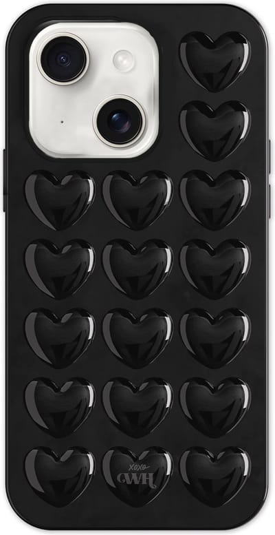 xoxo Wildhearts Heartbreaker Black telefoonhoesje - Geschikt voor iPhone 14 Plus - Heart case - Hoesje met hartjes patroon - Case met hart - verstevigde backcover - Zwart