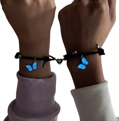 Set van 2 Vlinder Armbanden voor Vrouwen – Lichtgevende Armband Set voor Vriendin, Liefde, Vriendschap of Cadeau voor Haar, Charm Armband voor Feest en Speciale Gelegenheid