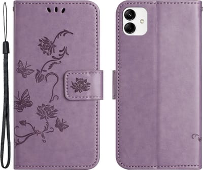 Coverup Hoesje - Geschikt voor Motorola Moto G54 Hoesje - Coverup Bloemen & Vlinders Book Case - Lila