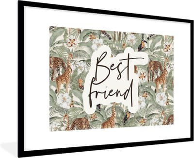 Fotolijst incl. Poster - Best friend - BFF - Quotes - Vriendschap - Spreuken - 120x80 cm - Posterlijst