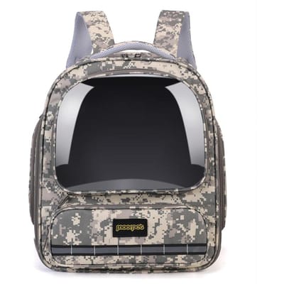 Sac à dos pour chat style camouflage Sac à dos portable Capsule spatiale transparente Sac à dos respirant pour chat 44*38*8cm