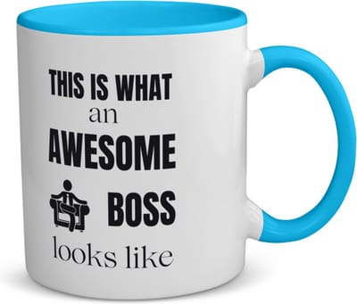 Akyol - this is what an awesome boss looks like koffiemok - theemok - blauw - Collega - cadeau collega - cadeau koffiebeker - cadeau werkgever - baas - 350 ML inhoud