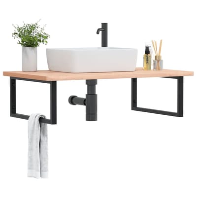 vidaXL - Badkamer - wandschap - staal - en - massief - beukenhout