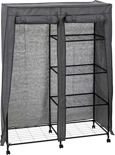 5Five Mobiele kledingkast - opvouwbaar - zwart - kunststof - 120 x 50 x 168 cm - hang en leg opties